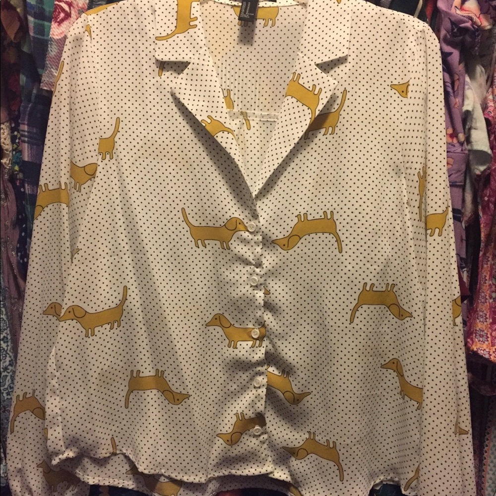 Forever 21 dachshund print crop top